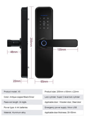Serratura di porta dell'impronta digitale di Tuya Access Wifi del doppio della serratura di porta di Smart Wifi del cilindro dell'impronta digitale