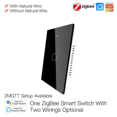 Commutatore della parete di Zigbee Smart Wifi nessun pannello di vetro dello schermo di tocco neutrale
