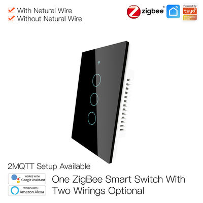 Nessun cavo neutrale nessun commutatore astuto della parete di Zigbee 3,0 Wifi del condensatore con telecomando